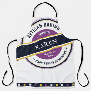 Rustic Purple Navy Artisan Hipster Apron