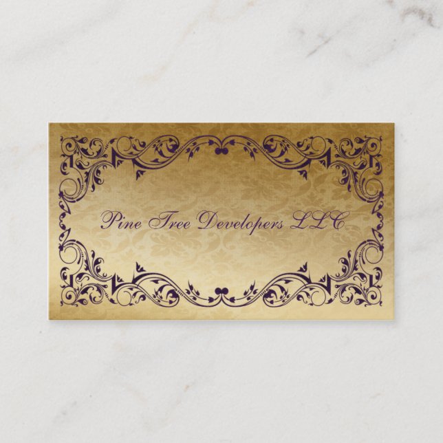 rustic Purple regal Elegant Business cards (Front)