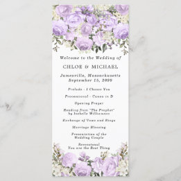 Rustic Purple Rose Floral Wedding Program