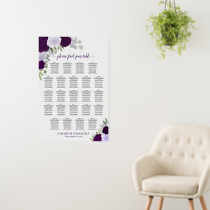 Rustic Purple Roses 23 Table Wedding Seating Chart Foam Board