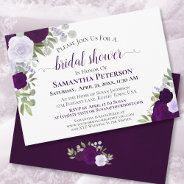 Rustic Purple Roses Elegant Floral Bridal Shower Invitation at Zazzle