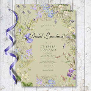 Rustic Purple Sage Wildflower Sage Bridal Luncheon Invitation