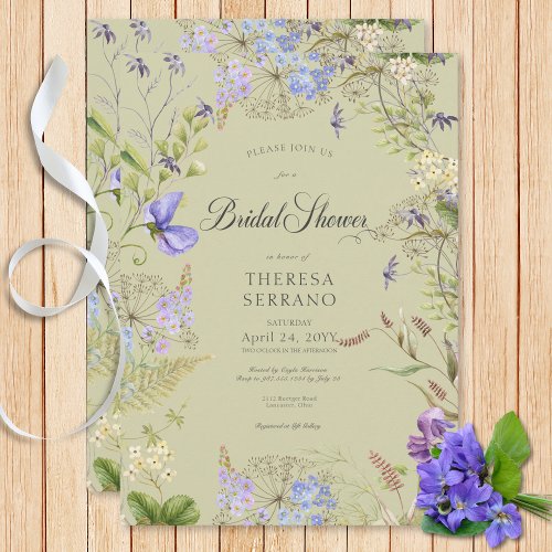 Rustic Purple Sage Wildflower Sage Bridal Shower Invitation