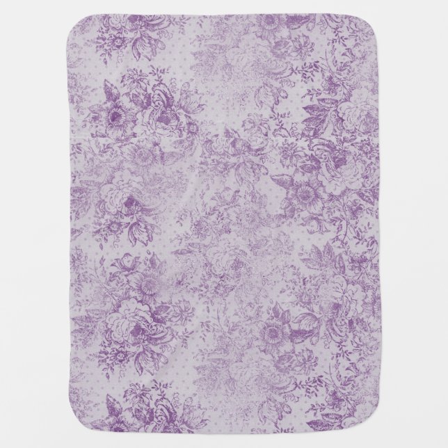 rustic purple, shabby chic,pale lavender florals, baby blanket (Front)