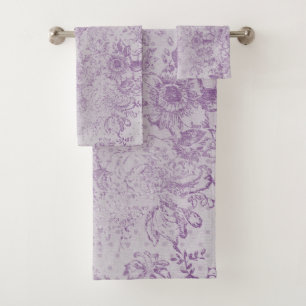 rustic purple, shabby chic,pale lavender florals, bath towel set