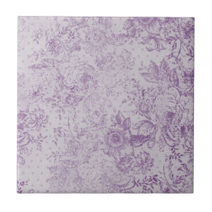 rustic purple, shabby chic,pale lavender florals, ceramic tile