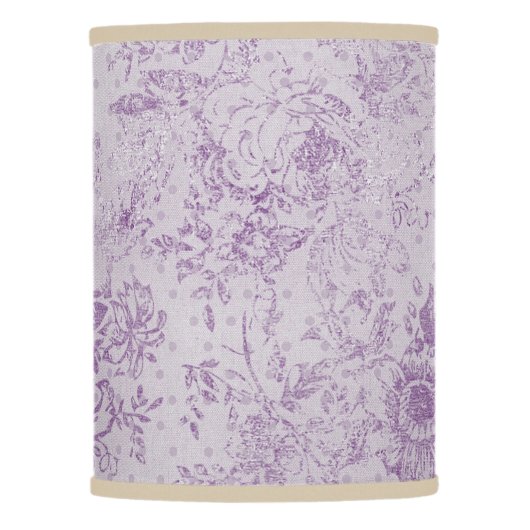 rustic purple, shabby chic,pale lavender florals, lamp shade (Front)