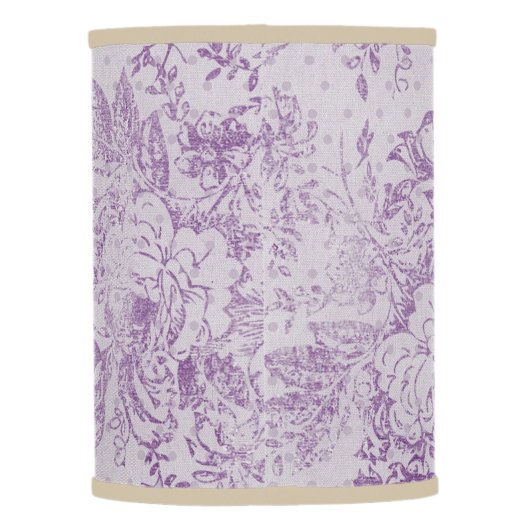 rustic purple, shabby chic,pale lavender florals, lamp shade (Back)