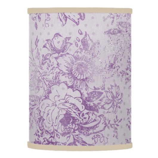 rustic purple, shabby chic,pale lavender florals, lamp shade (Left)