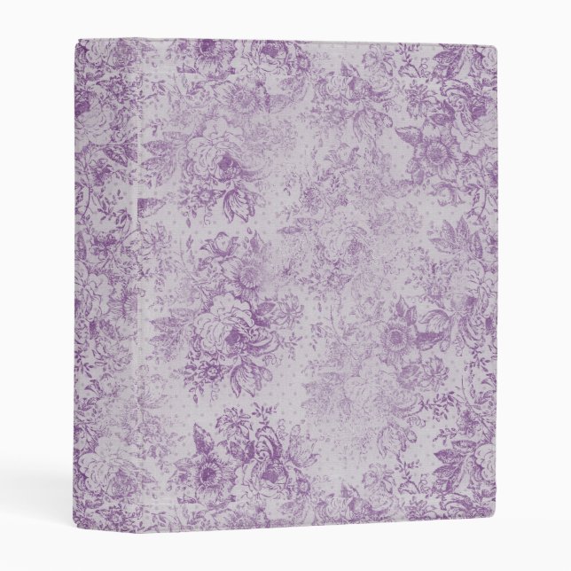 rustic purple, shabby chic,pale lavender florals, mini binder (Front/Spine)