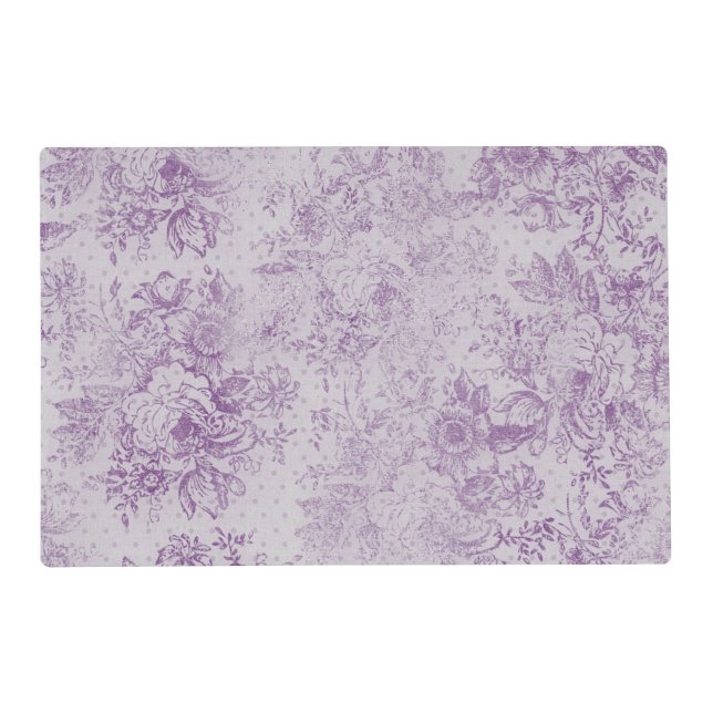 rustic purple, shabby chic,pale lavender florals, placemat (Front)