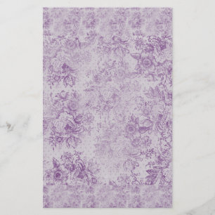 rustic purple, shabby chic,pale lavender florals, stationery