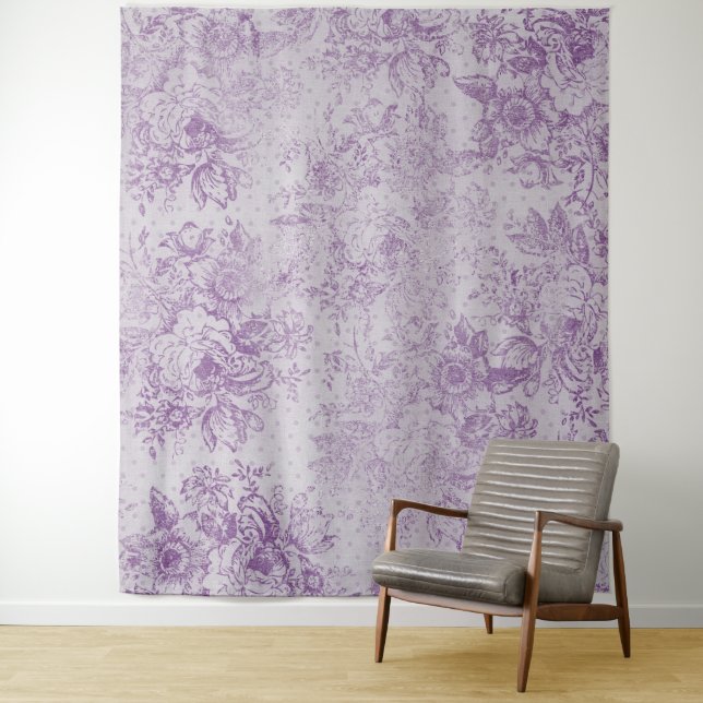 rustic purple, shabby chic,pale lavender florals, tapestry (In Situ)