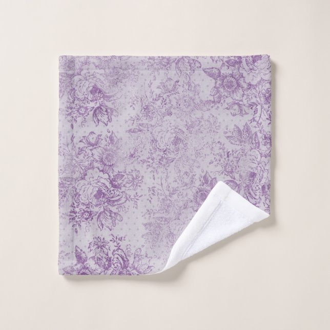 rustic purple, shabby chic,pale lavender florals, wash cloth (Wash Cloth)