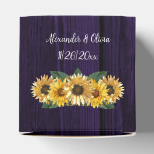Rustic Purple Sunflower Wedding Favor Box
