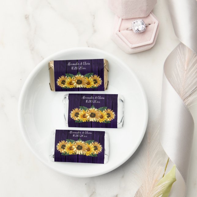 Rustic Purple Sunflower Wedding Hershey's Miniatures (Wedding)
