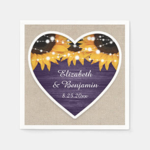 Rustic Purple Sunflower Wedding Napkins