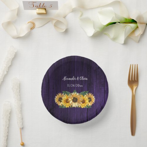 Rustic Purple Sunflower Wedding Paper Bowls