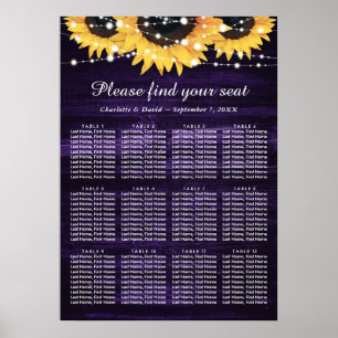 Rustic Purple Sunflower Wedding Seating Chart 12