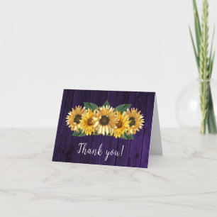 Rustic Purple Sunflower Wedding Thank You