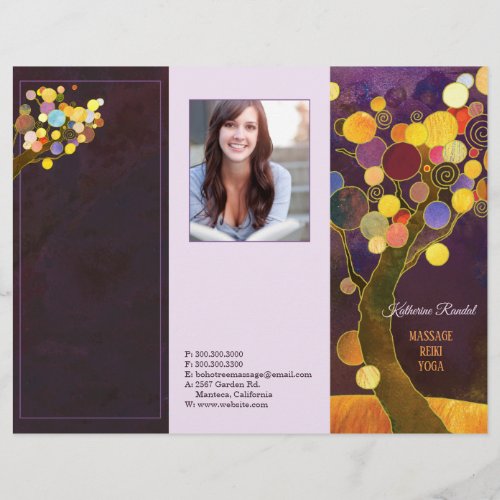 Rustic Purple Trees Tri Fold Business Brochure