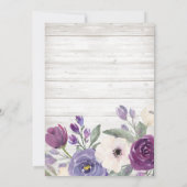 Rustic Purple Watercolor Floral Bridal Shower Invitation (Back)
