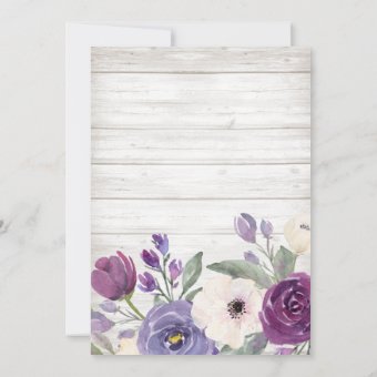 Rustic Purple Watercolor Floral Bridal Shower Invitation | Zazzle