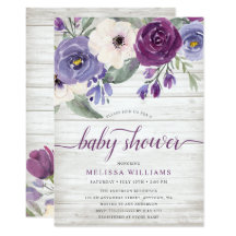 Purple Baby Girl Shower Invitations Zazzle