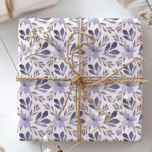 Rustic Purple Watercolor floral pattern Wrapping Paper