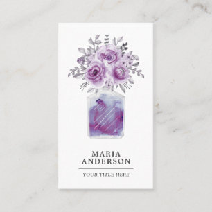 Rustic Purple Watercolor Floral Perfume Bottle Business Card