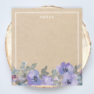 Rustic Purple Watercolor Flowers Notepad
