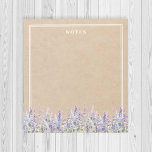 Rustic Purple Watercolor Lupins Notepad<br><div class="desc">Feminine watercolor floral notepad featuring a lower border of purple watercolor lupin flowers and pale green leaves. The background is a vintage parchment paper graphic with a white border. At the top is a customizable template for you to add your name or leave as notes. A girly floral notepad with...</div>