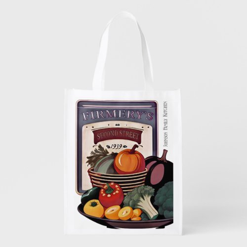 Rustic purple watercolor veggie grocery bag