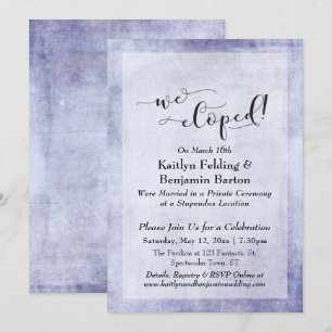 Rustic Purple We Eloped Typography, Reception Invitation