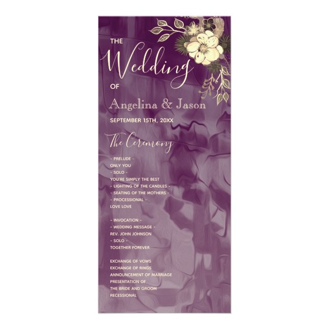 Rustic Purple Wedding Program (Front)