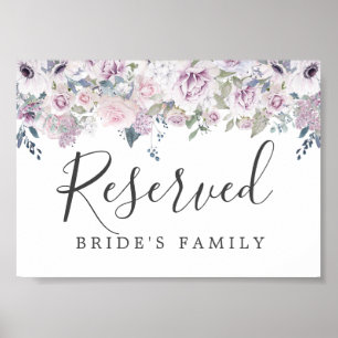 Rustic Purple White Floral Wedding Reserved Sign