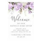 Rustic Purple White Floral Wedding Welcome Sign