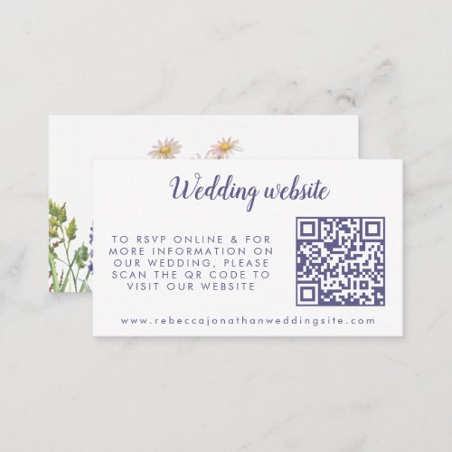 Rustic Purple Wildflower Wedding Website Enclosure Card
