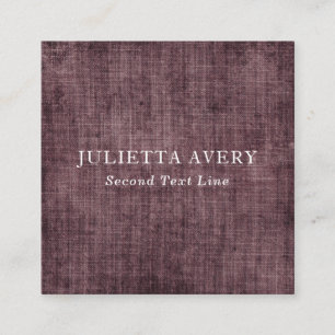 Rustic Purple Wine Linen Texture Professional Square Business Card