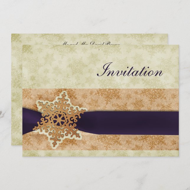 rustic purple winter wedding Invitation cards (Front/Back)