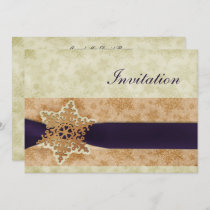 rustic purple winter wedding Invitation cards