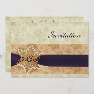 rustic purple winter wedding Invitation cards