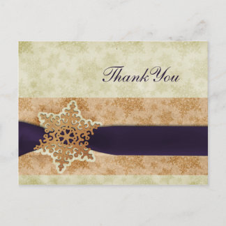 rustic purple winter wedding Thank You Postcard