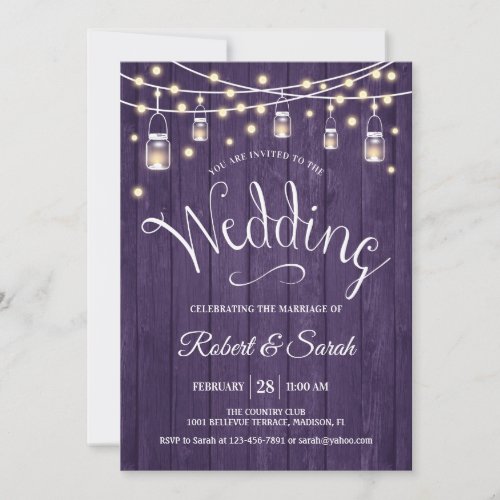 Rustic Purple Wood & Lights Wedding