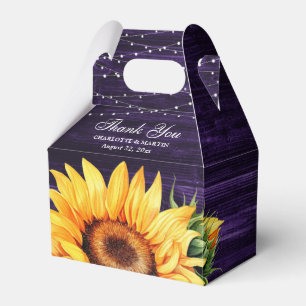 Rustic Purple Wood Sunflower Wedding Favor Box