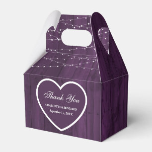 Rustic Purple Wood Wedding Thank You Favor Boxes