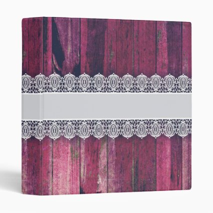 Rustic Purple Wood with Lace – Shabby Chic Style 3 Ring Binder