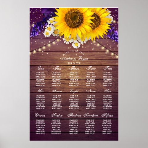 Rustic Purple Yellow Sunflower Floral Country Barn Poster