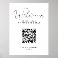 Rustic QR Code Seating Chart Wedding Welcome Sign