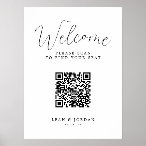 Rustic QR Code Seating Chart Wedding Welcome Sign